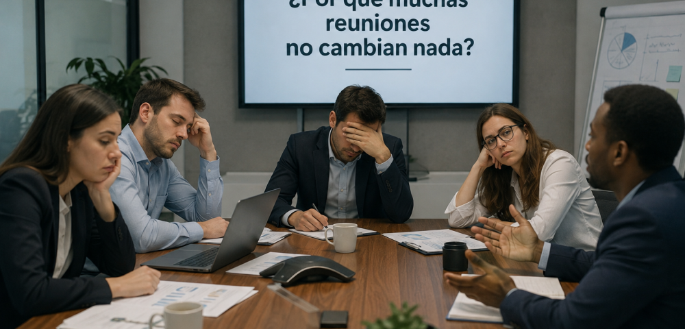 reunión de trabajo con personas que están aburridas y desmotivadas